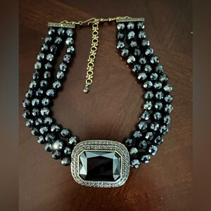 Vintage Heidi Daus "Tailored to Please" Set Black Necklace Signed
